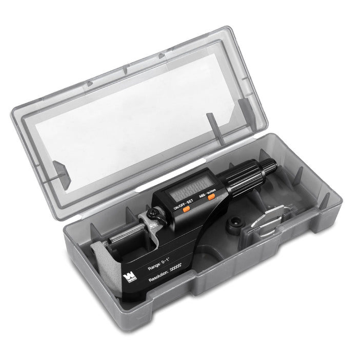 WEN 10725 Standard and Metric Digital Micrometer with 0 to 1-Inch Range, .00005-Inch Accuracy, LCD Readout and Storage Case