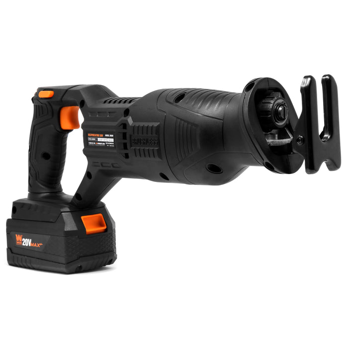 WEN 20630 20V Max Brushless Cordless Reciprocating Saw with 4.0Ah Lithium-Ion Battery and Charger