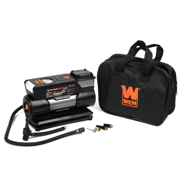 WEN AA2230 12V 100 PSI 1.25 CFM Portable Air Compressor and Tire Inflator with Carrying Case