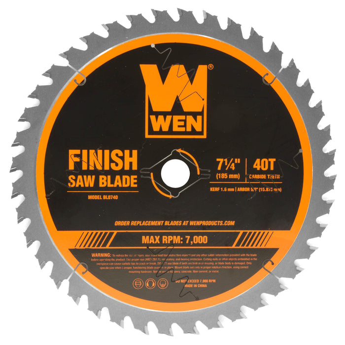 WEN BL0740 7.25-Inch 40-Tooth Carbide-Tipped Professional Finish Saw Blade for Miter Saws and Circular Saws