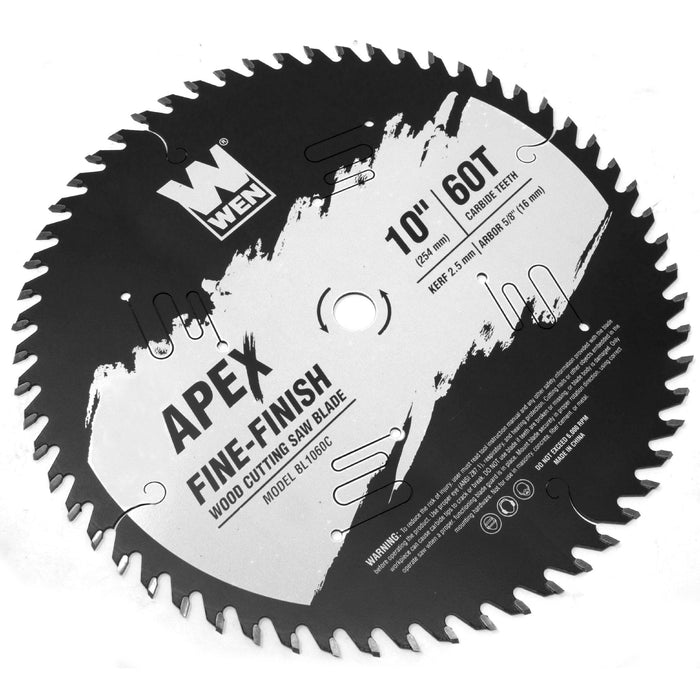 WEN BL1060C Apex 10-Inch 60-Tooth Carbide-Tipped Fine-Finish Industrial-Grade Woodworking Saw Blade with Cool-Cut Coating