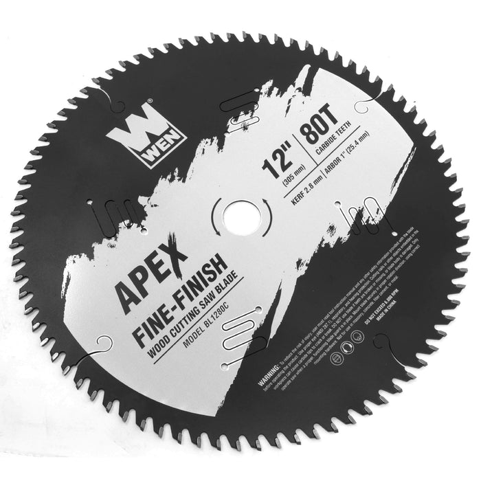 WEN BL1280C Apex 12-Inch 80-Tooth Carbide-Tipped Fine-Finish Industrial-Grade Woodworking Saw Blade with Cool-Cut Coating