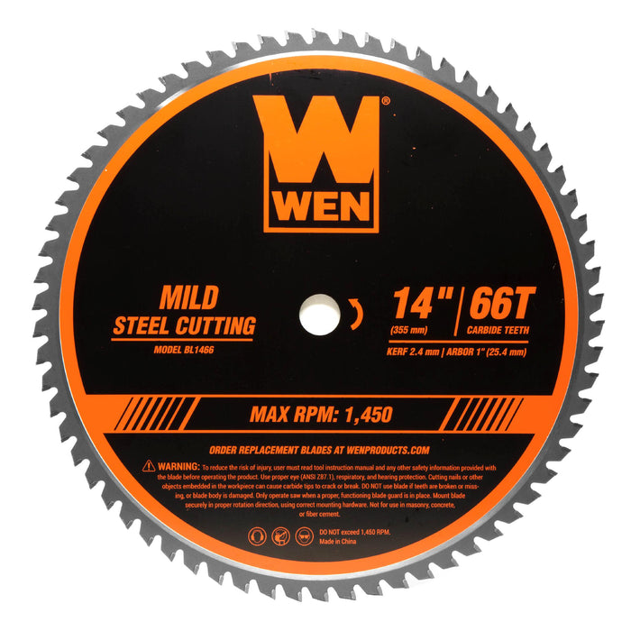WEN BL1466 14-Inch 66-Tooth Carbide-Tipped Professional Metal Saw Blade for Mild Steel Cutting