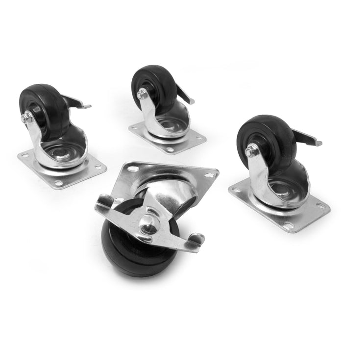 WEN CA2223B 3-Inch 220-Pound Capacity Single-Bearing Rubber Swivel Plate Caster with Brake (4-Pack)
