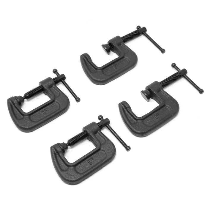 WEN CLC108 Heavy-Duty Cast Iron C-Clamps with 1-Inch Jaw Opening and 0.8-Inch Throat, 4 Pack