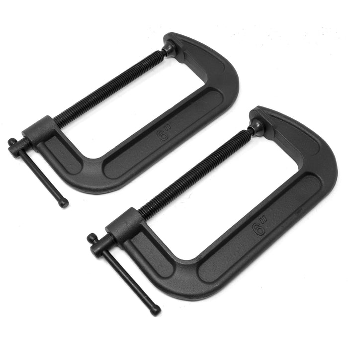 WEN CLC630 Heavy-Duty Cast Iron C-Clamps with 6-Inch Jaw Opening and 2.75-Inch Throat, 2 Pack