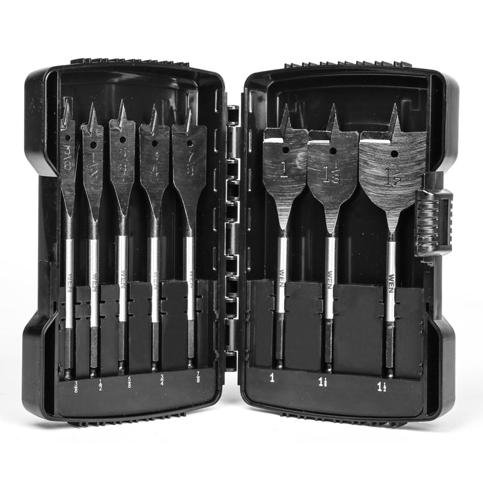 WEN DB818P 8-Piece 6-Inch Wood Spade Bit Set with Carrying Case