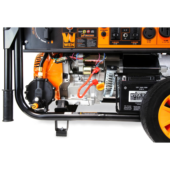 WEN DF1100X 11000-Watt 120-Volt/240-Volt Dual Fuel Transfer-Switch Ready Electric Start Portable Generator with Wheel Kit and CO Shutdown Sensor