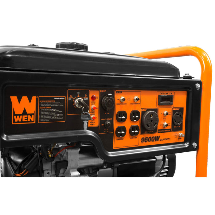 WEN GN9500 9500-Watt 420cc Transfer Switch and RV Ready 120V/240V Portable Generator with Remote Electric Start, CARB Compliant