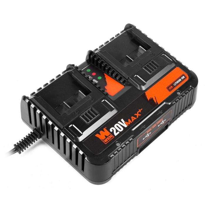 WEN 20200D 20V Max 2.3-Amp Dual Port Lithium-Ion Battery Charger with USB Ports
