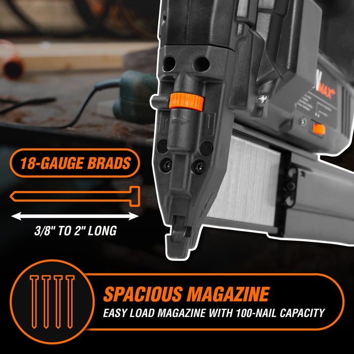 WEN 20512BT 20V Max Cordless 18-Gauge Brad Nailer (Tool Only – Battery Not Included)