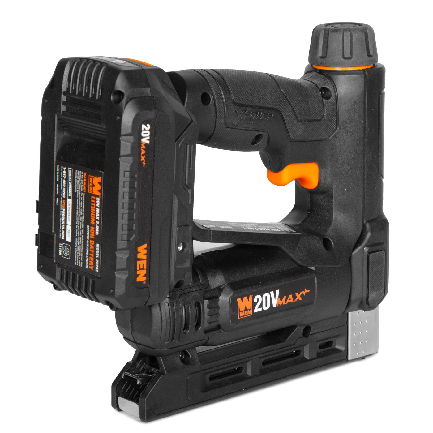 WEN 20539 20V Max Cordless 2-in-1 18-Gauge Brad Nailer and T50 Crown S ...