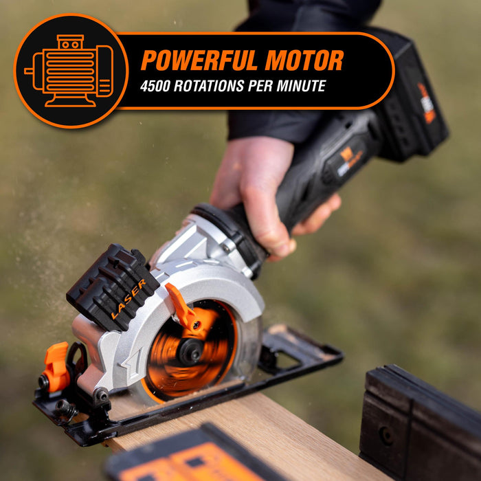 WEN 20604 20V Max 4-1/2-Inch Cordless Mini Circular Saw with