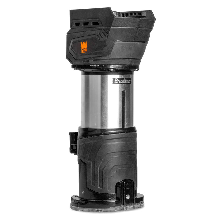 WEN 20610 20V Max Cordless Brushless Compact Trim Router with Fixed Base, 4Ah Lithium-Ion Battery, and Charger