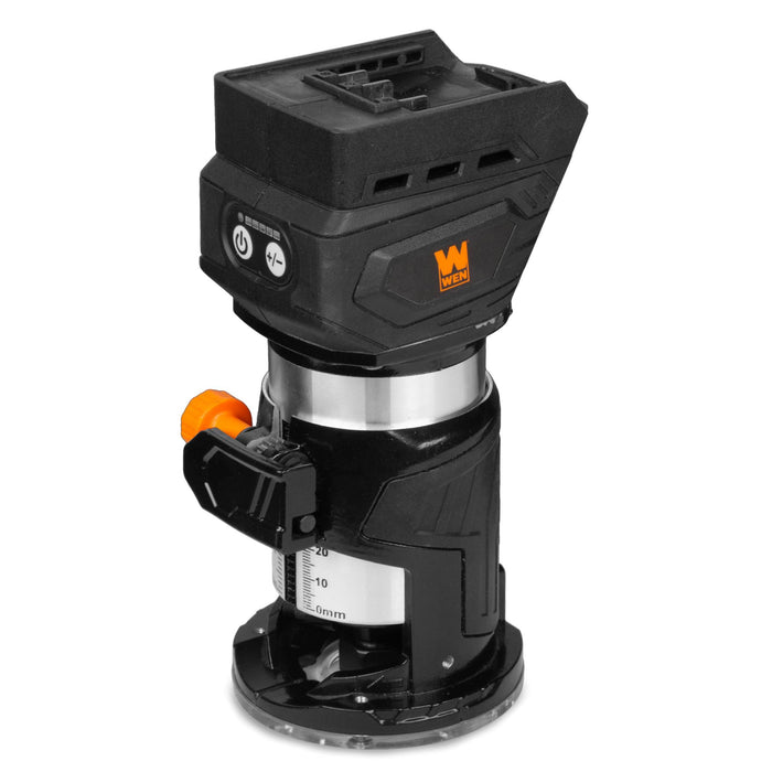 WEN 20610BT 20V Max Cordless Brushless Compact Trim Router with Fixed Base (Tool Only – Battery Not Included)