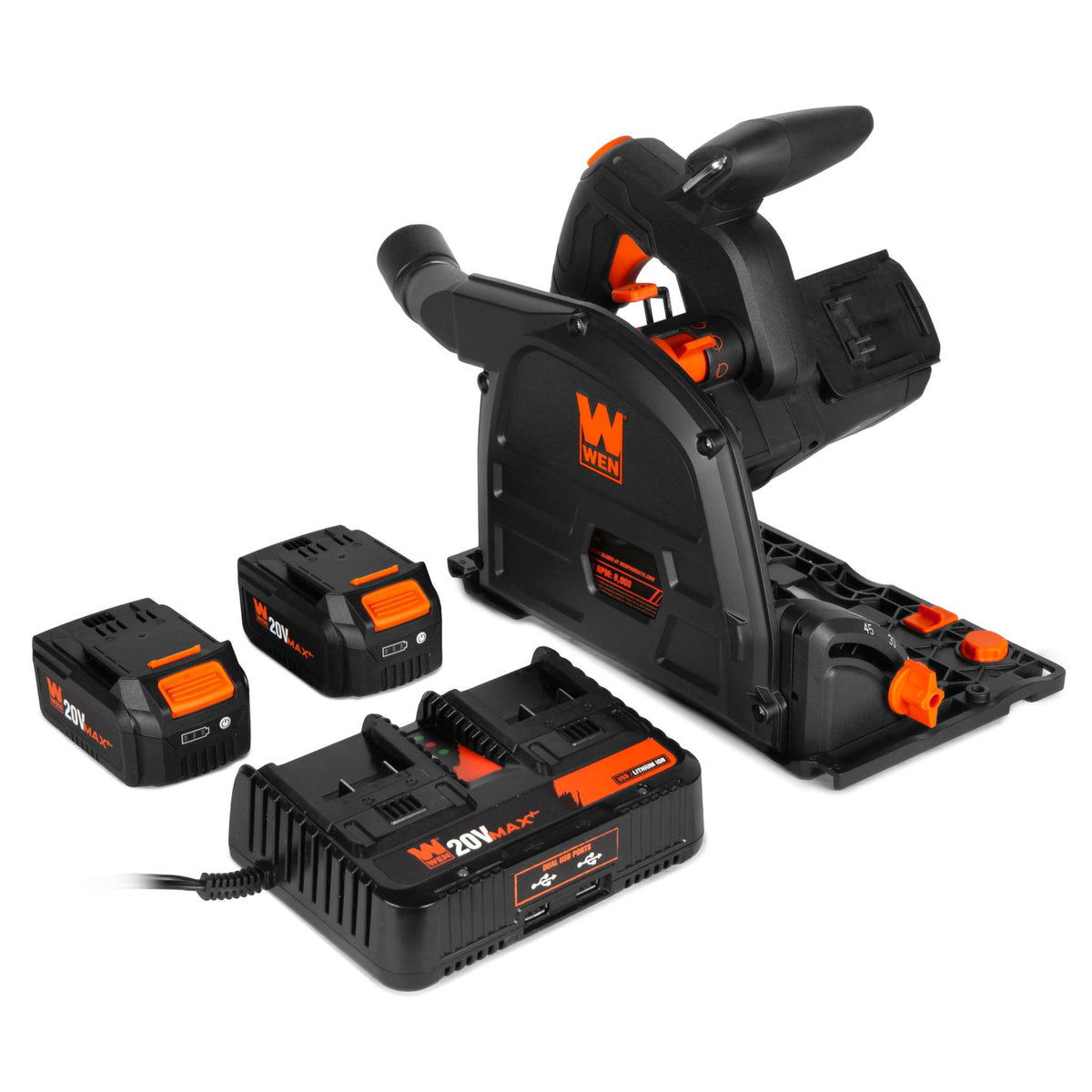 WEN 20691 20V Max 6.5-Inch Cordless Brushless Plunge Cut Variable