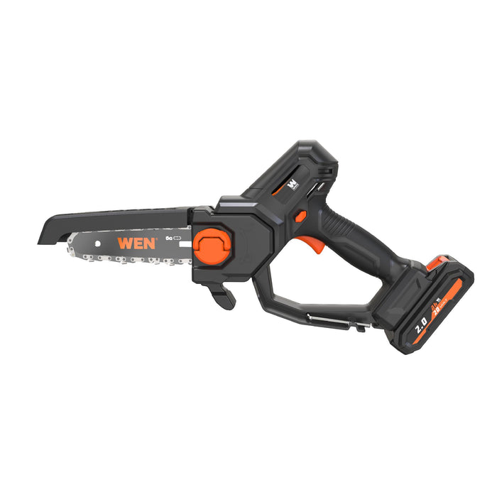 WEN 20736 20V Max Cordless Mini Chainsaw with 6-Inch Bar, 4Ah Battery and Charger