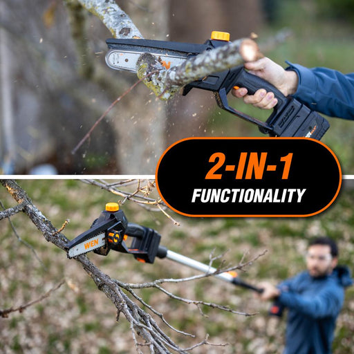WEN 40V Max Lithium Ion 10-Inch Cordless and Brushless Pole Saw with 2Ah Battery and Charger