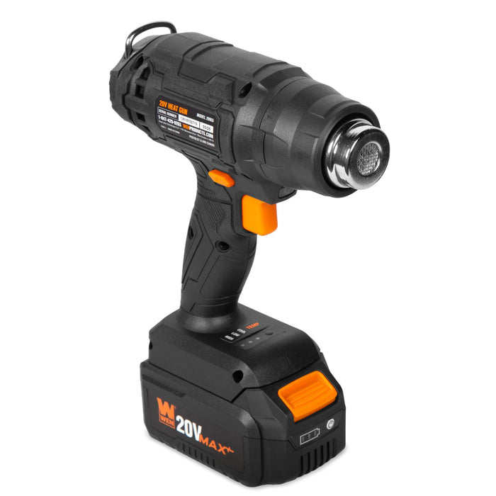 WEN 20955 20V Max Cordless Compact Dual-Temperature Heat Gun with 4Ah Li-Ion Battery and Charger
