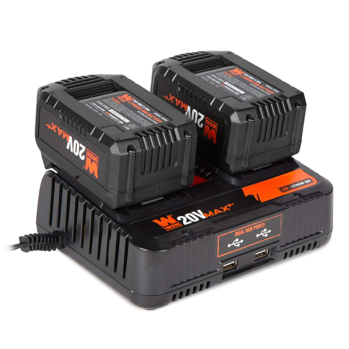 WEN 20VB25D 20V Max Starter Kit with Two 5.0 Ah Lithium-Ion