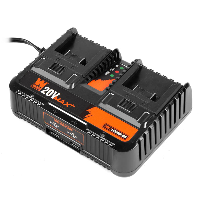 WEN 20VB25D 20V Max Starter Kit with Two 5.0 Ah Lithium-Ion Batteries and Dual Port Charger
