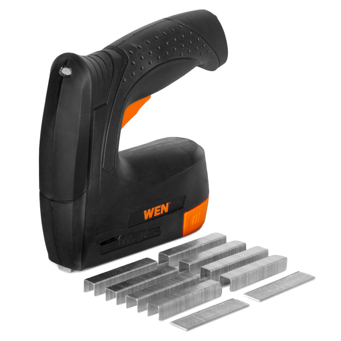 WEN 49180T 4V Max Cordless 2-in-1 5/8-Inch Brad Nailer and T50 Crown Stapler with USB Charger