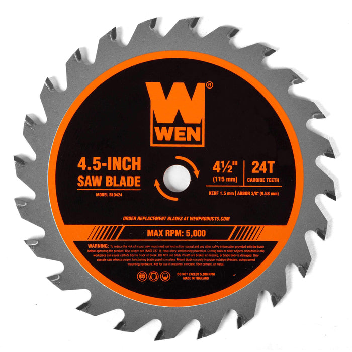 WEN BL0424 4-1/2-Inch 24-Tooth Woodworking Saw Blade for Compact and Mini Circular Saws, Three Pack