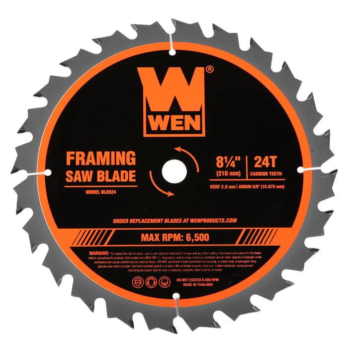 WEN BL0824 8.25-Inch 24-Tooth Carbide-Tipped Circular Saw Blade for Framing