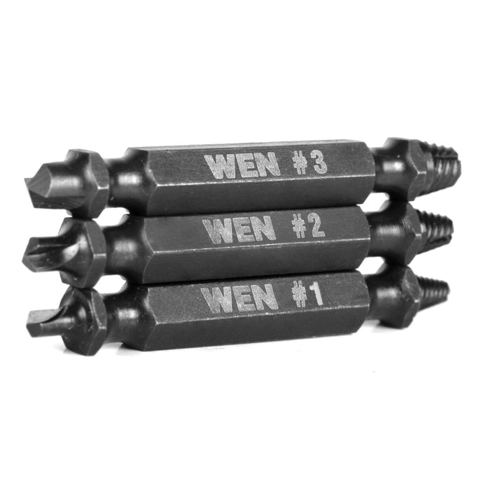 WEN DBX003 Screw Extractor Kit, Impact-Rated 3-Piece Set with Double-Ended Bits