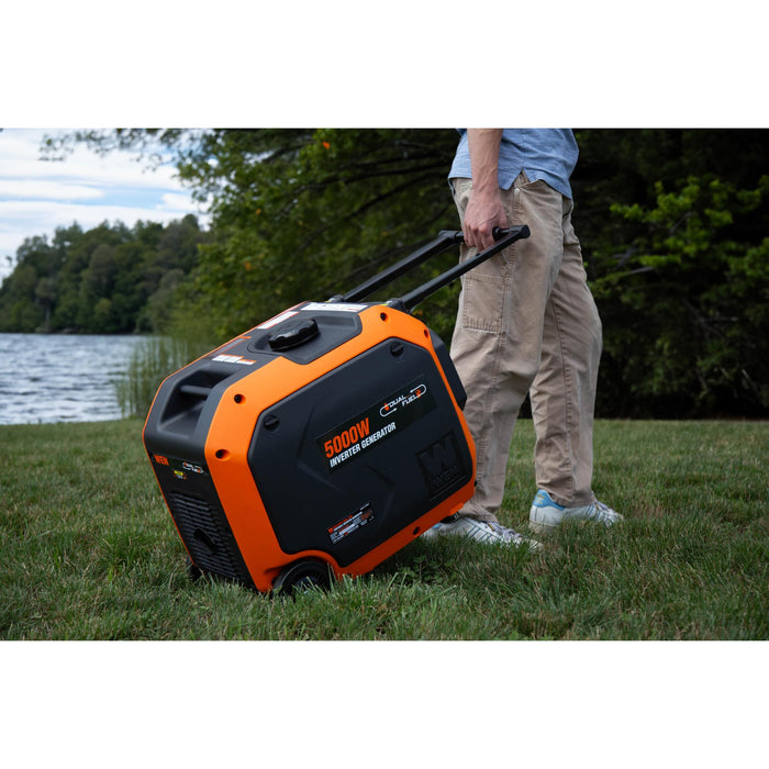 WEN DF500iX 5000-Watt Dual Fuel 120V/240V RV and EV-Ready Electric Start Portable Inverter Generator with Electric Vehicle Charging Ports