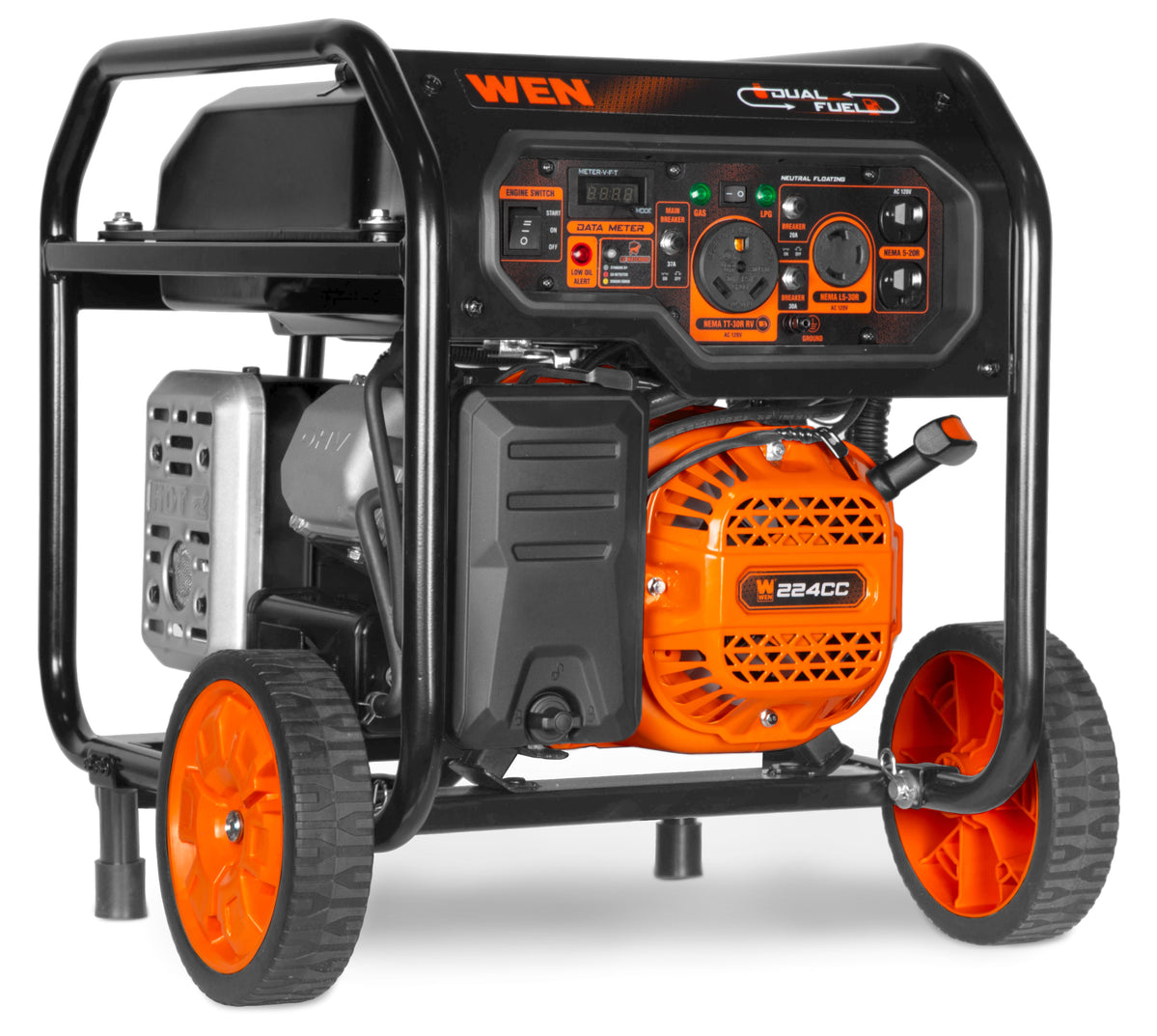 WEN DF5600X 5,600-Watt Dual Fuel Portable Generator with Wheel Kit