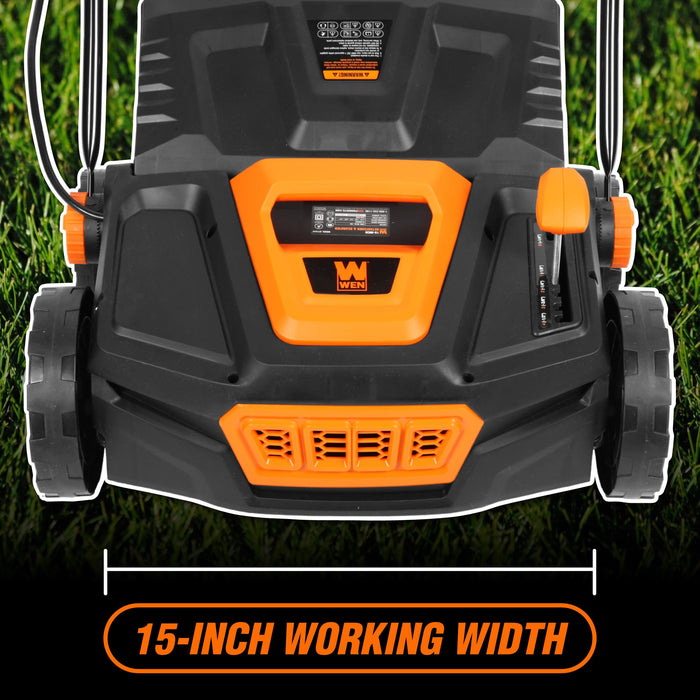 WEN DT1315 15-Inch 13-Amp 2-in-1 Electric Dethatcher and Scarifier with Collection Bag