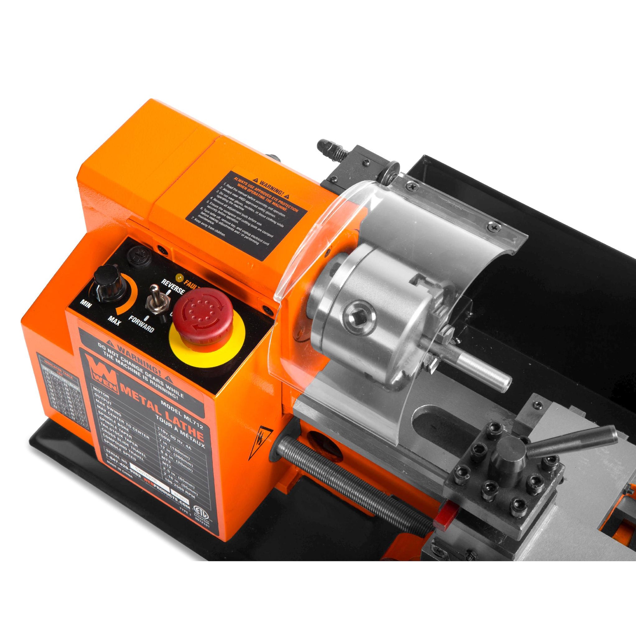 WEN ML712 Variable Speed 7-by 12-Inch Two Direction Benchtop Metal Lat ...