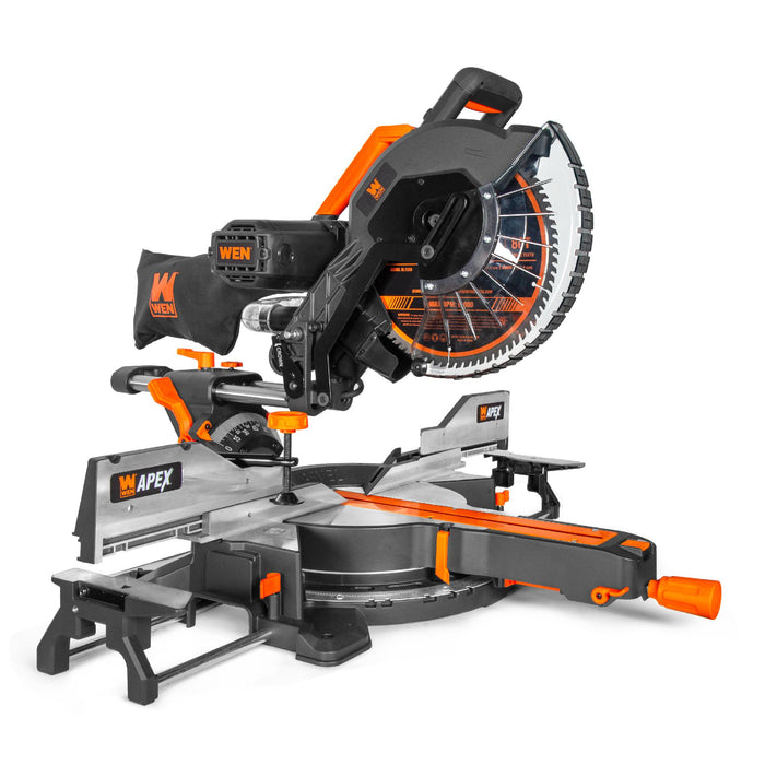 WEN MM1512 15A 12 in. Dual-Bevel Sliding Compound Miter Saw, LED Cutline