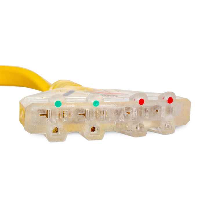 WEN PC1420F 125V/250V 30-Amp 10-Gauge Flattened Under-Door Generator Extension Cord Splitter, 25-Foot (converts L14-30R to four 5-20R outlets)