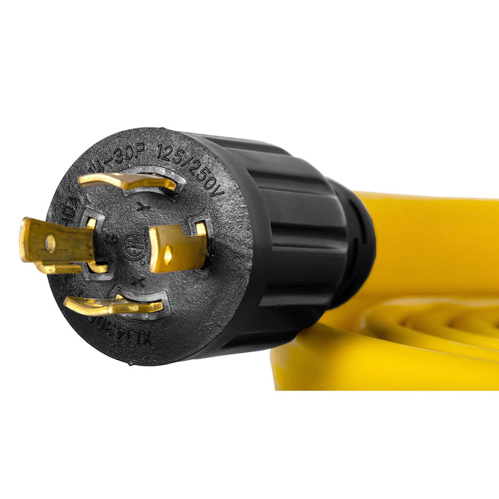 WEN PC1420F 125V/250V 30-Amp 10-Gauge Flattened Under-Door Generator Extension Cord Splitter, 25-Foot (converts L14-30R to four 5-20R outlets)