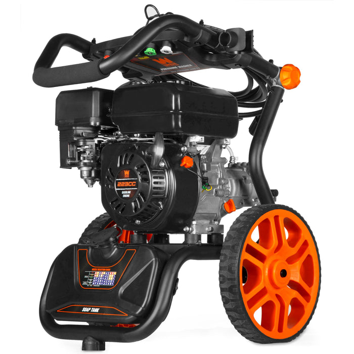 WEN PW224G 3400 PSI Gas Pressure Washer with 223cc Engine, 2.7 GPM Flow Rate and Onboard Soap Tank