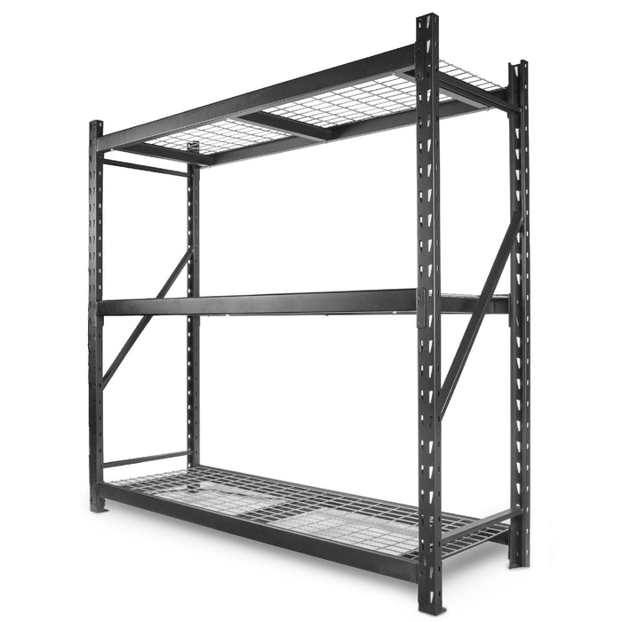 WEN RK7724-3 Three-Tier Industrial Steel Storage Rack with Adjustable Shelving and 6000-Pound Capacity