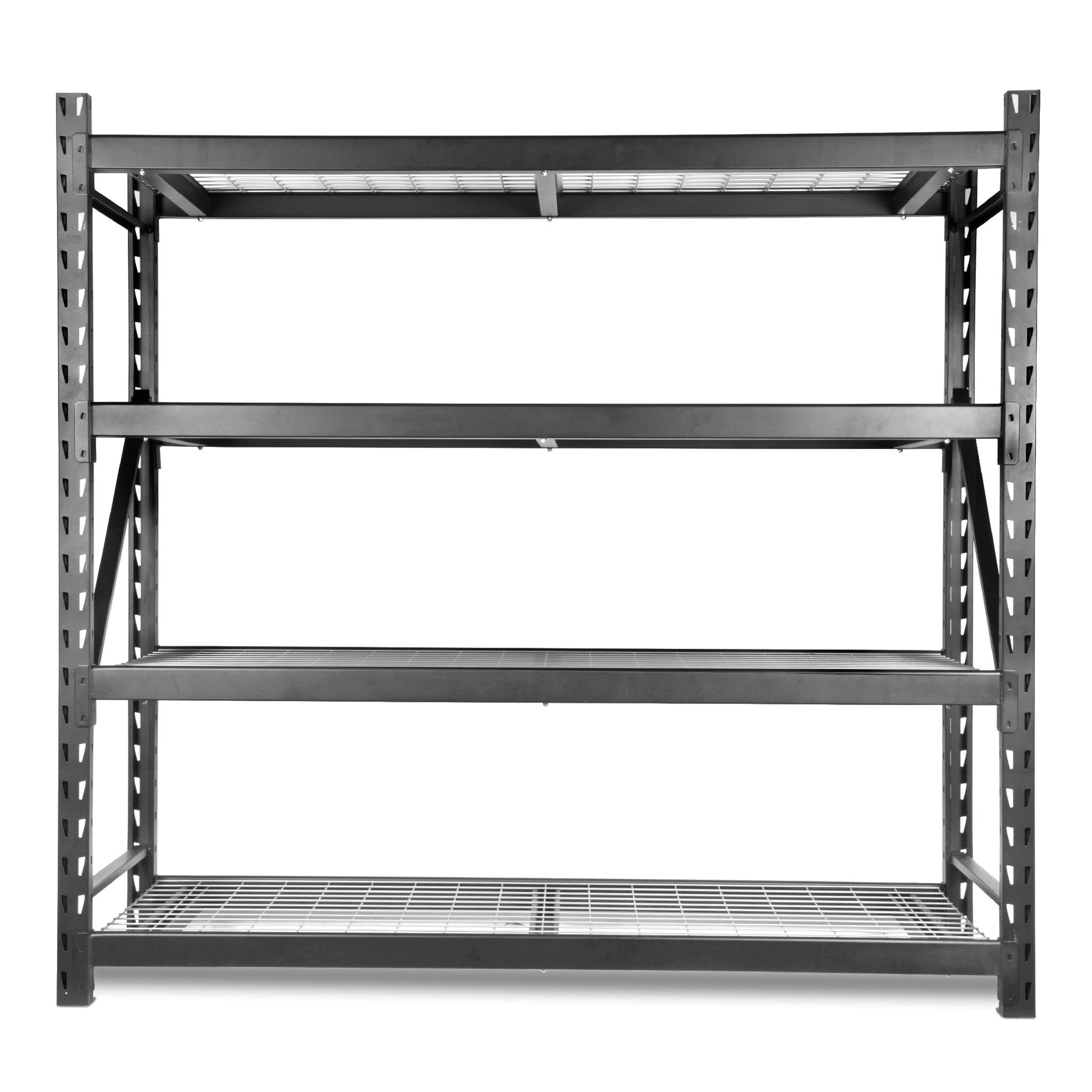 4m Steel Rack WEN RK7724-4 Four-Tier Industrial Steel Storage Rack with Adjustable S ...