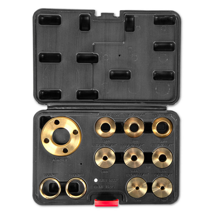 WEN RT011A WEN Solid Brass Router Template and Guide Bushing Set, 1-3/16-Inch Base Plate, 11-Piece Kit