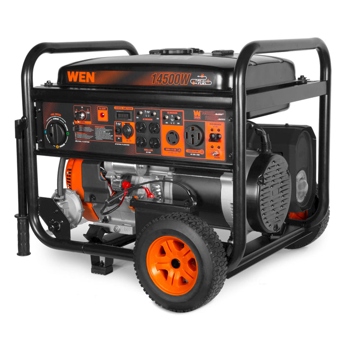 WEN TF-1450 14,500-Watt 120V/240V Tri-Fuel Generator for Gas, Propane, and Natural Gas, Transfer-Switch Ready with Electric Start and Wheel Kit