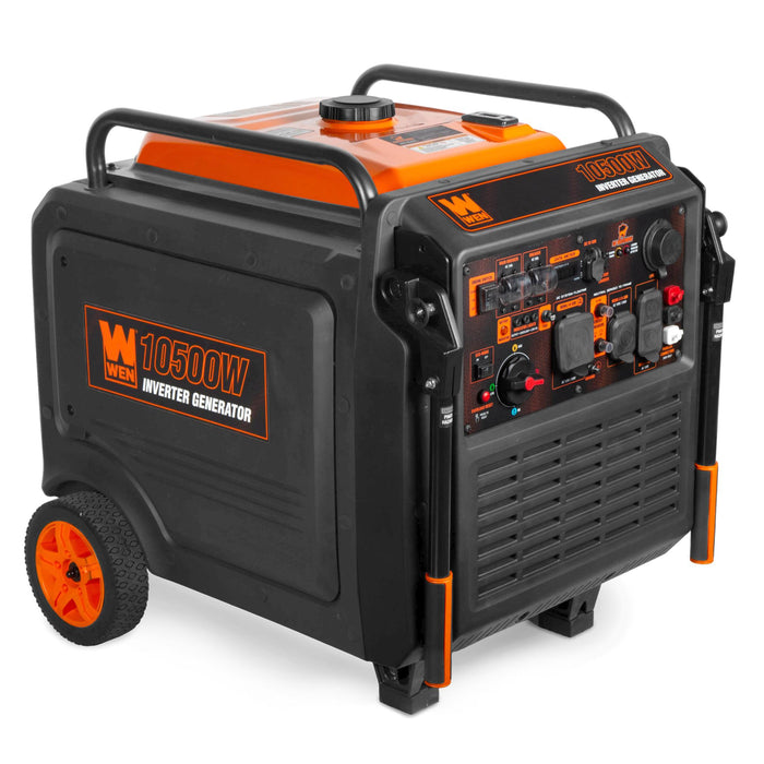 WEN TF1050iX 10,500-Watt 120V/240V Tri-Fuel Inverter Generator with Quiet 457cc Engine, Electric Start, Wheel Kit, and CO Watchdog, Gas, Propane, and Natural Gas Powered