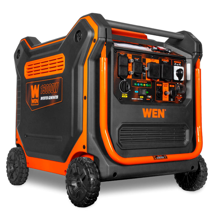 WEN TF1300iX 13,000-Watt 120V/240V Tri-Fuel Inverter Generator with Quiet 550cc Engine, Electric Start, Wheel Kit, and CO Watchdog, Gas, Propane, and Natural Gas Powered
