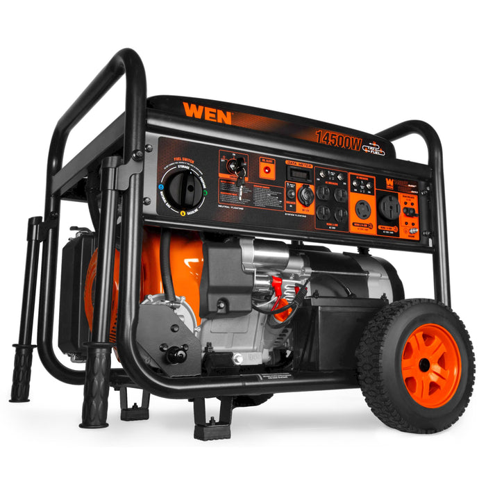 WEN TF1450 14500-Watt 120V/240V Tri-Fuel Generator, Transfer-Switch Ready with Electric Start and Wheel Kit