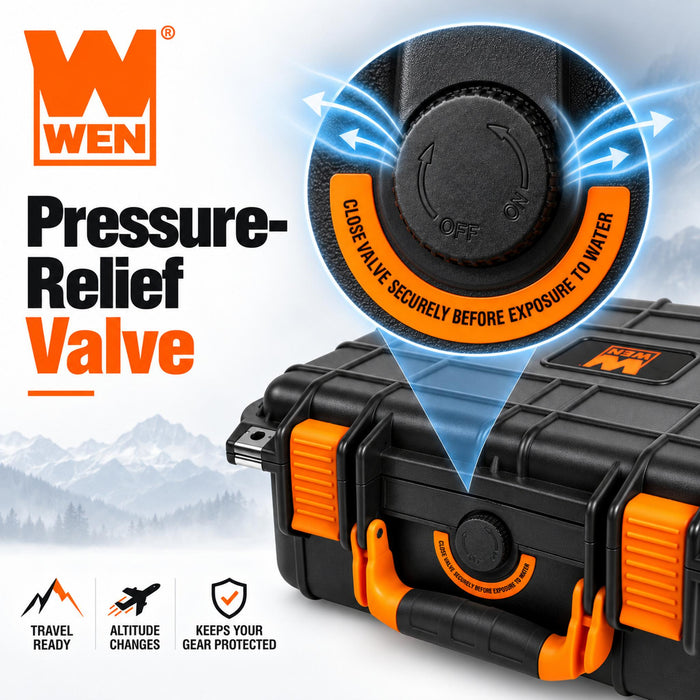 WEN WPC033 Weatherproof Protective Case w/ Impact-Resistant Foam, Medium