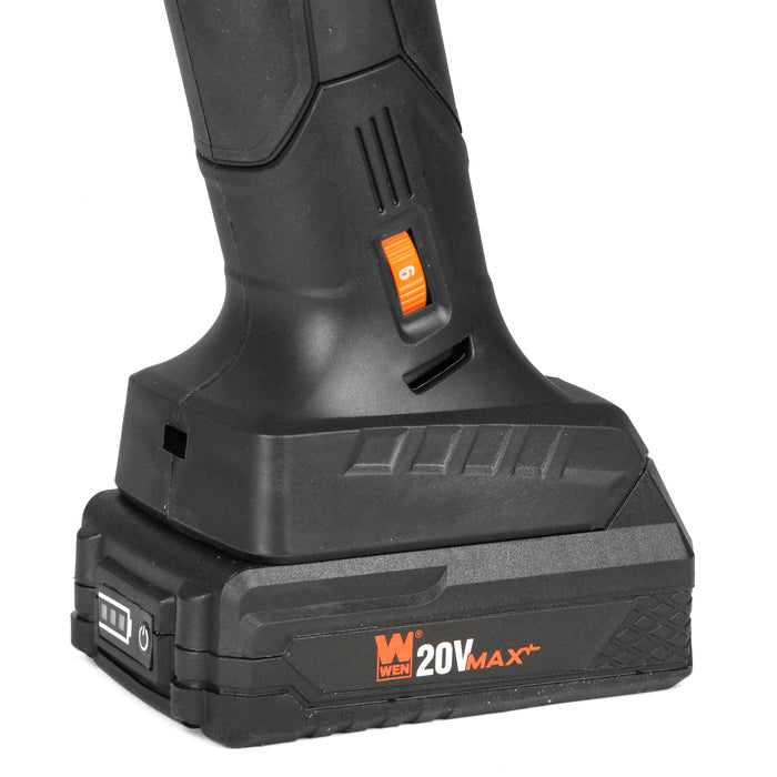 WEN 20437 20V Max Cordless Variable Speed Detailing File Sander with 2.0 Ah Lithium-Ion Battery and Charger