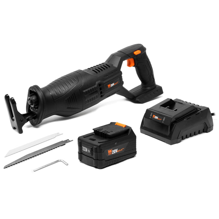 WEN 20630 20V Max Brushless Cordless Reciprocating Saw with Lithium-Ion Battery and Charger