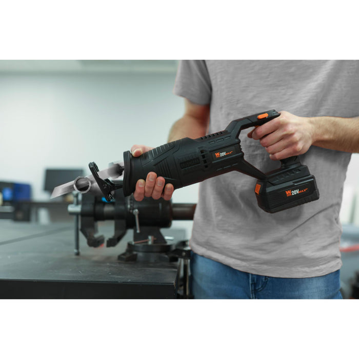 WEN 20630 20V Max Brushless Cordless Reciprocating Saw with 4.0Ah Lithium-Ion Battery and Charger