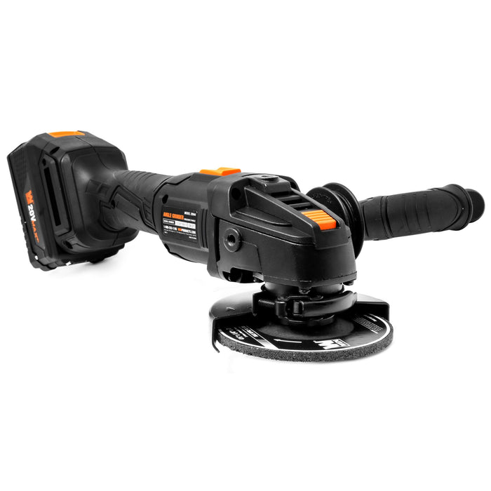 WEN 20944 20V Max Brushless Cordless 4-1/2-Inch Angle Grinder with 4.0Ah Lithium-Ion Battery and Charger