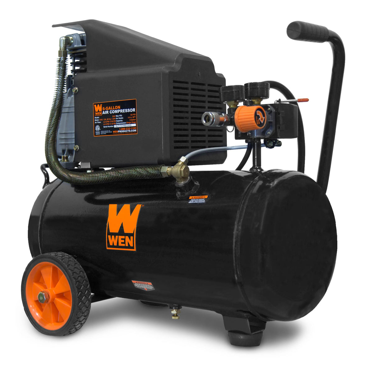 WEN 2287 6-Gallon Oil-Lubricated Portable Horizontal Air